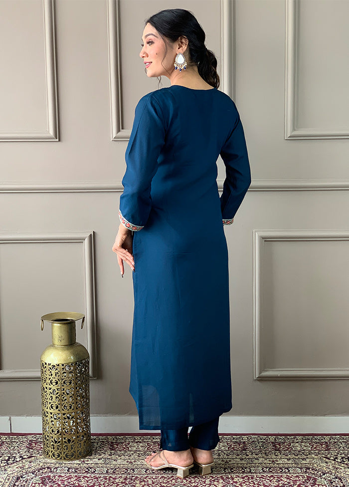 3 Pc Blue Readymade Viscose Suit Set