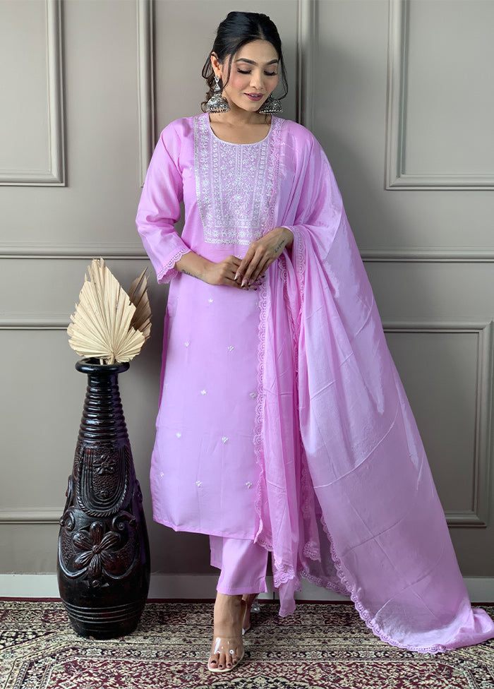 3 Pc Pink Readymade Viscose Suit Set