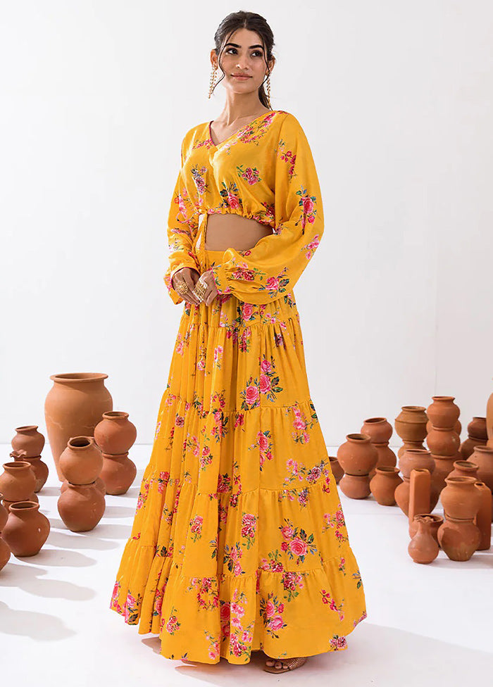 Yellow Silk Readymade Lehenga Set