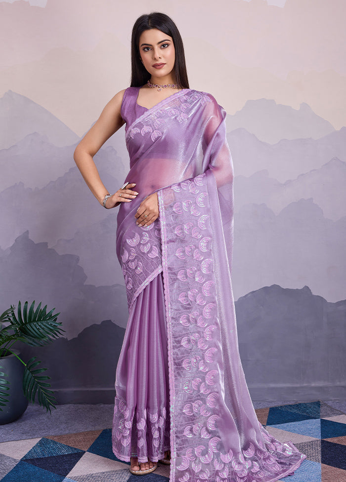 Lavender Spun Silk Saree With Blouse Piece