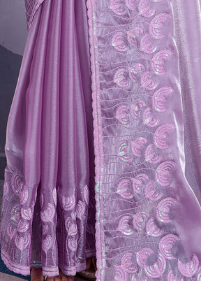 Lavender Spun Silk Saree With Blouse Piece