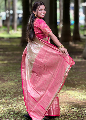 Chiku Dupion Silk Saree With Blouse Piece