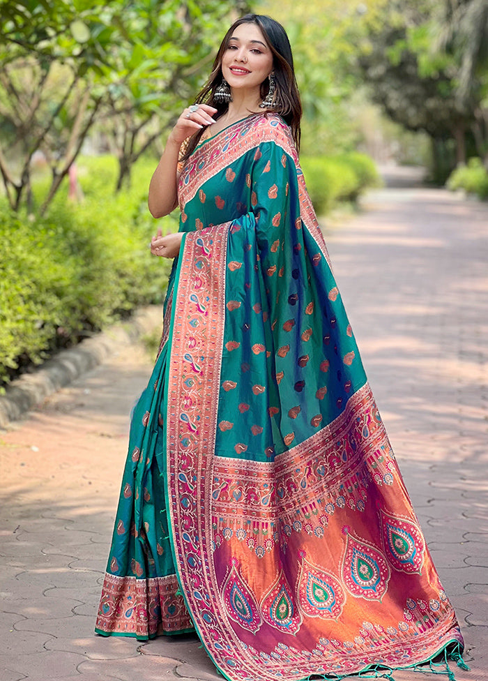 Green Dupion Silk Saree With Blouse Piece