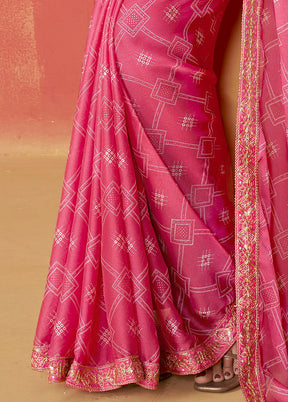 Pink Chiffon Silk Saree With Blouse Piece