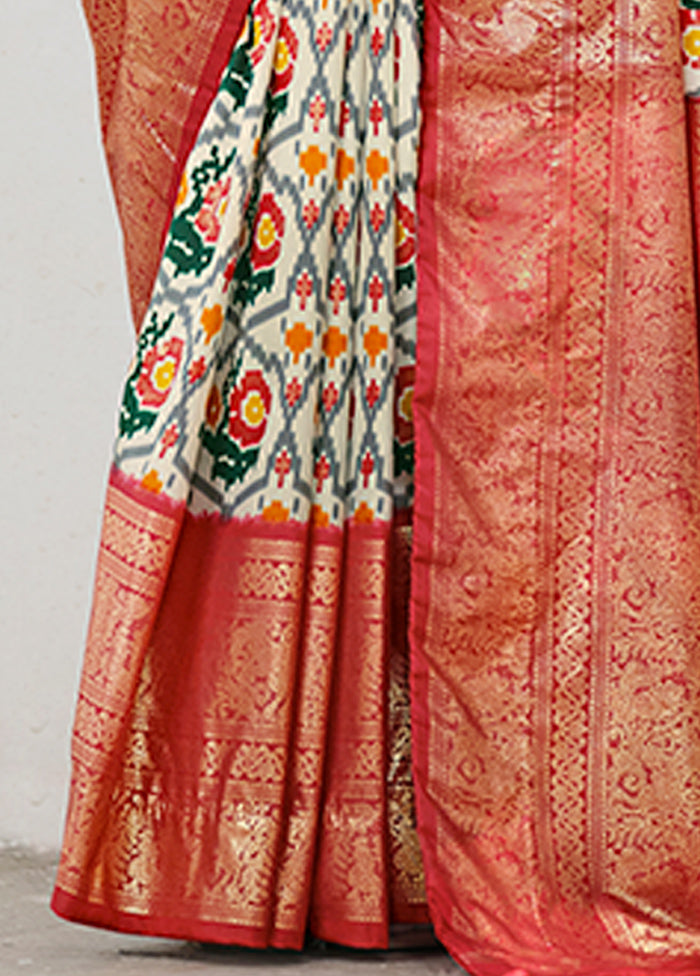 Off White Tussar Silk Saree With Blouse Piece