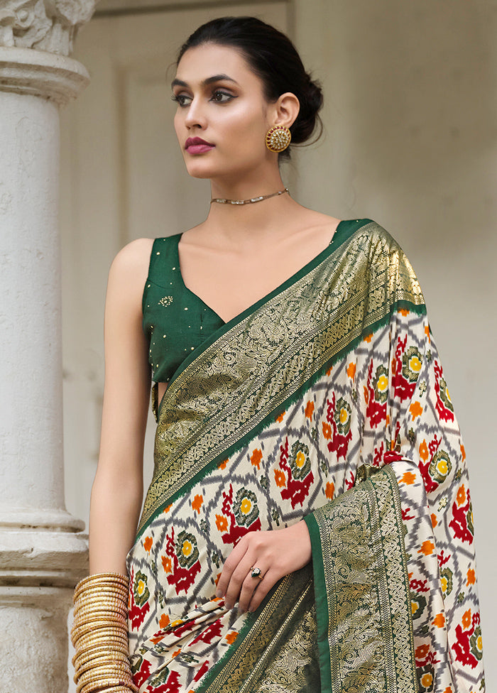 Off White Tussar Silk Saree With Blouse Piece