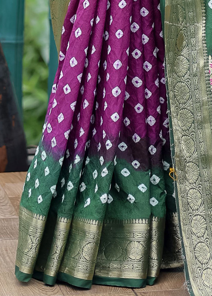 Green Dupion Silk Saree With Blouse Piece