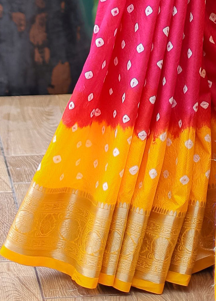 Yellow Dupion Silk Saree With Blouse Piece