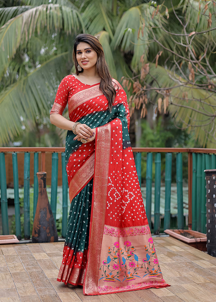 Red Dupion Silk Saree With Blouse Piece