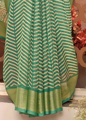 Sea Green Chiffon Silk Saree With Blouse Piece