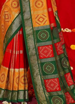 Mustard Tussar Silk Saree With Blouse Piece