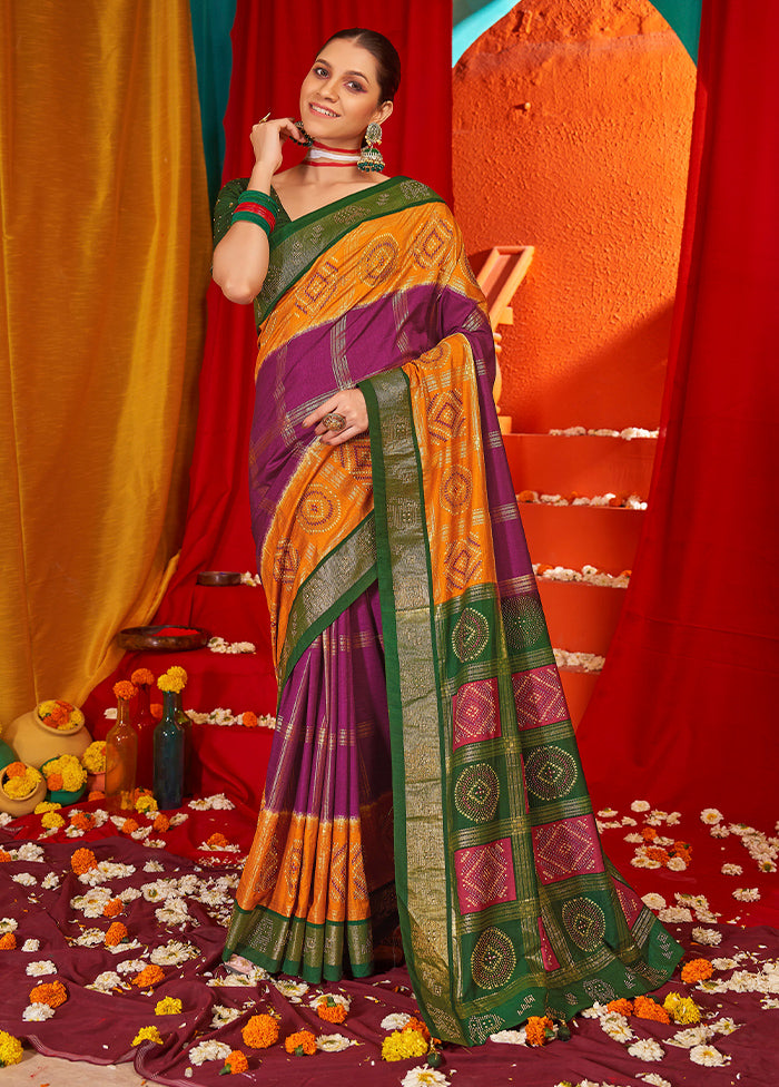 Mustard Tussar Silk Saree With Blouse Piece