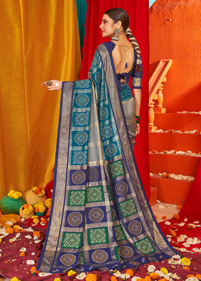 Grey Tussar Silk Saree With Blouse Piece