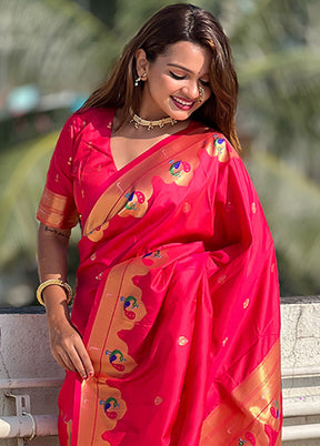 Red Spun Silk Saree With Blouse Piece