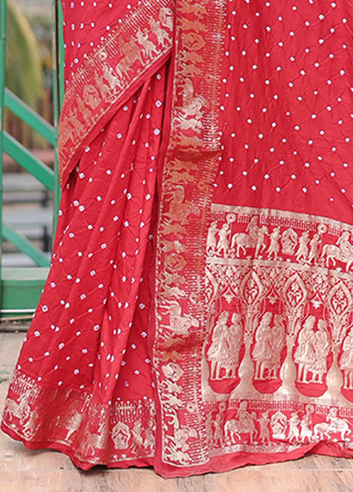 Maroon Spun Silk Saree With Blouse Piece