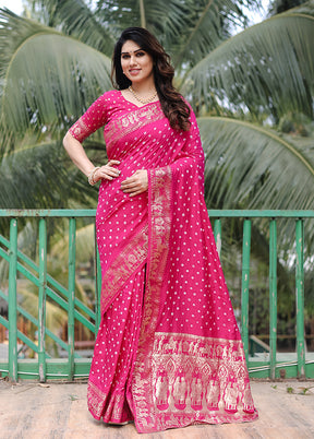 Pink Spun Silk Saree With Blouse Piece