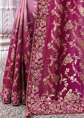 Pink Spun Silk Saree With Blouse Piece