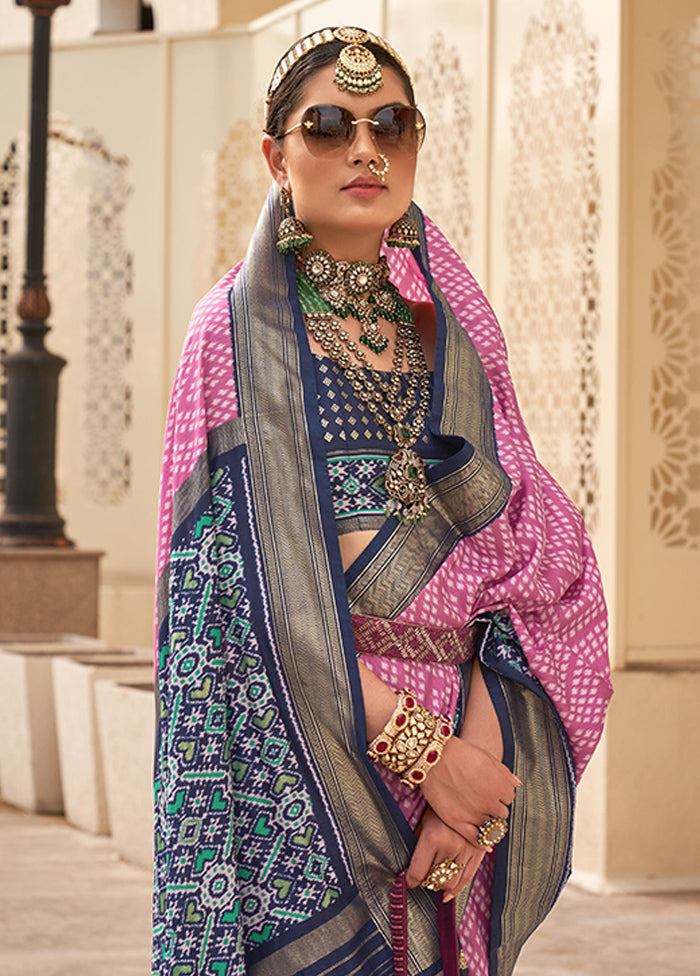 Pink Spun Silk Saree With Blouse Piece