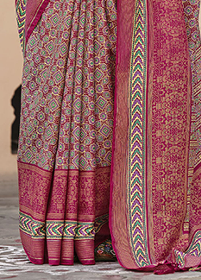 Pink Spun Silk Saree With Blouse Piece