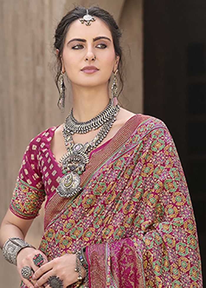 Pink Spun Silk Saree With Blouse Piece