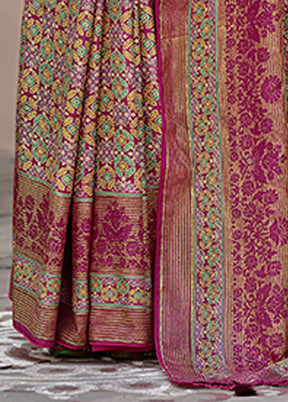 Pink Spun Silk Saree With Blouse Piece