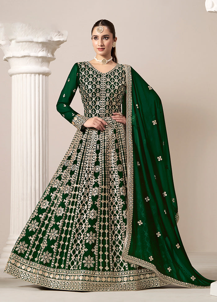 3 Pc Green Semi Stitched Georgette Suit Set