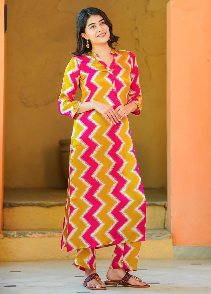 2 Pc Multicolor Readymade Silk Kurti Set