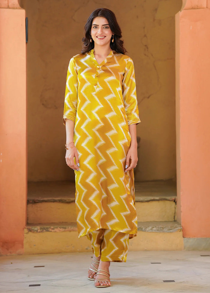 2 Pc Mustard Readymade Silk Kurti Set