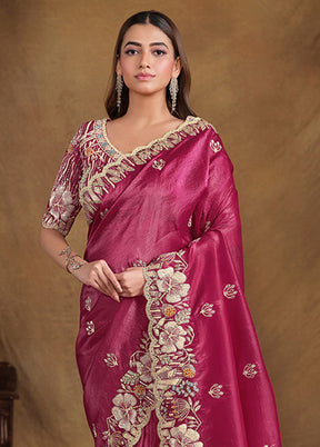 Pink Spun Pure Silk Saree With Blouse Piece