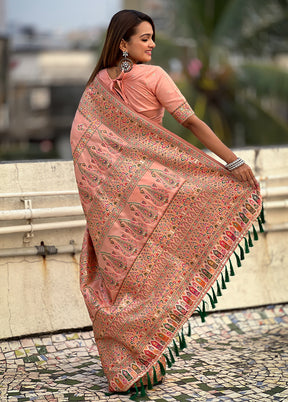 Peach Pasmina Silk Saree With Blouse Piece