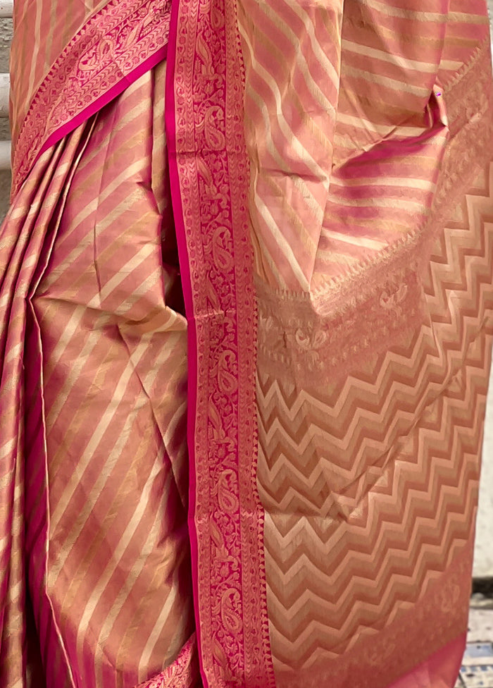 Pink Spun Silk Saree With Blouse Piece