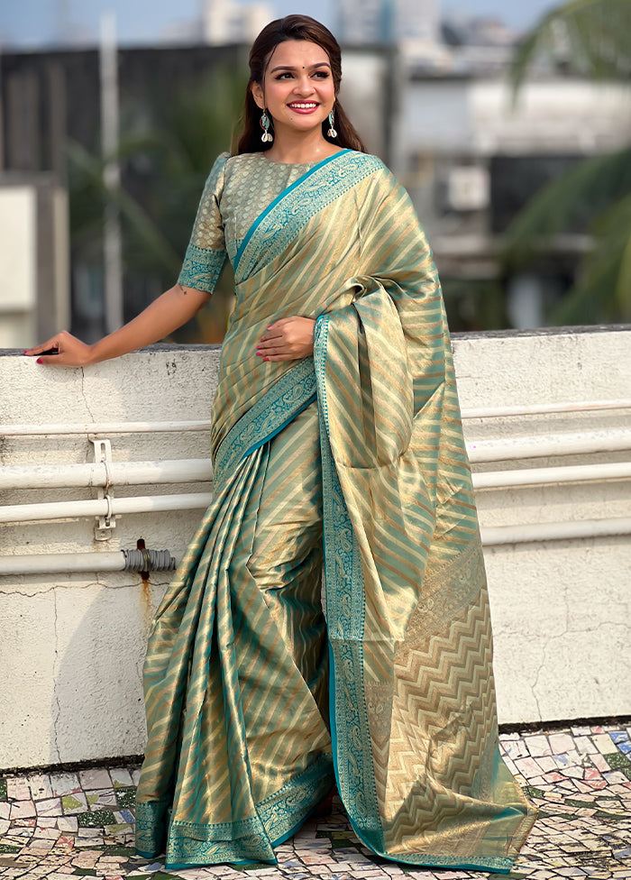 Blue Spun Silk Saree With Blouse Piece