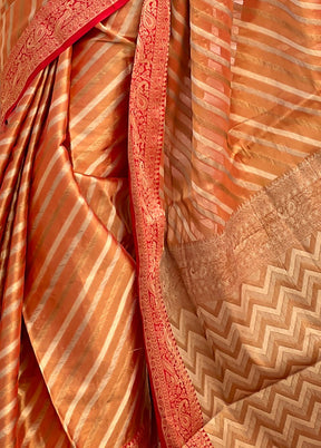 Orange Spun Silk Saree With Blouse Piece