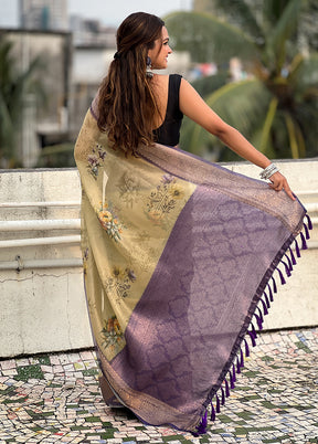 Mustard Spun Silk Saree With Blouse Piece