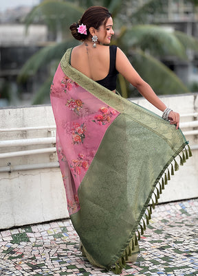 Red Spun Silk Saree With Blouse Piece