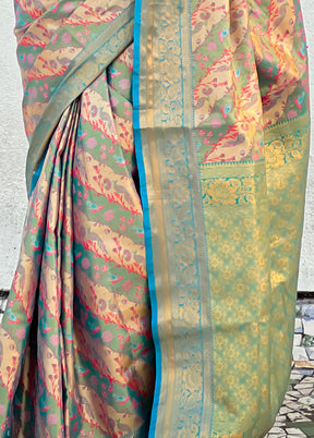 Blue Dupion Silk Saree With Blouse Piece