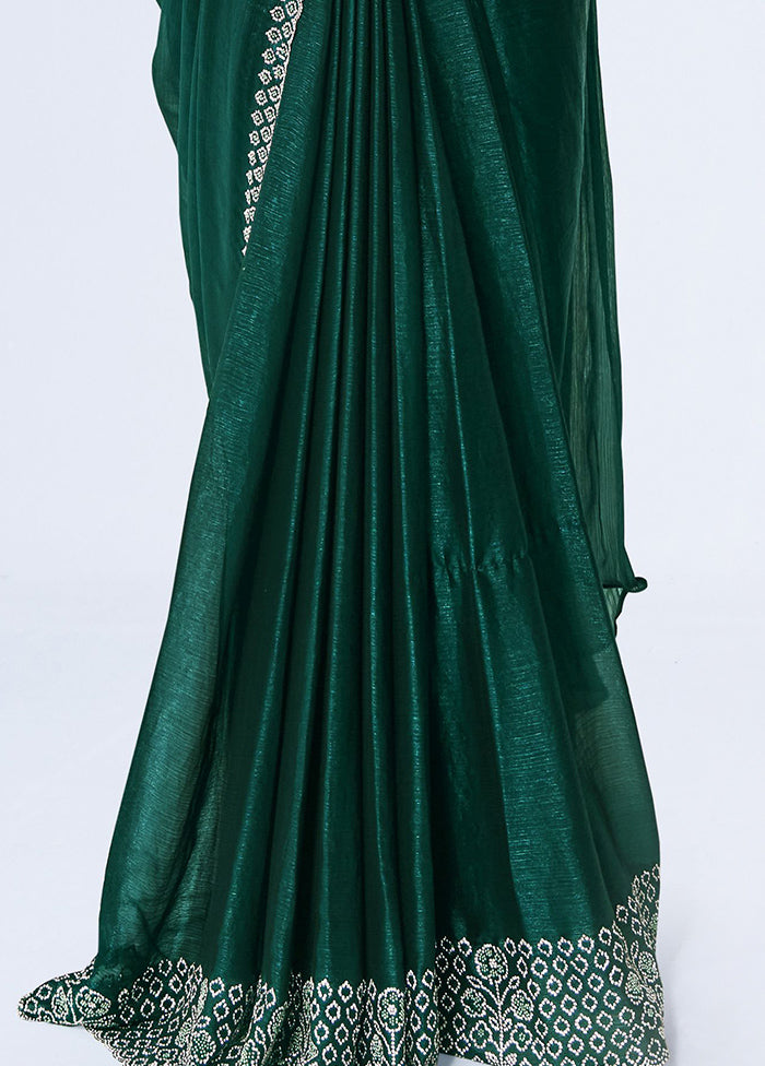 Green Chiffon Silk Saree With Blouse Piece