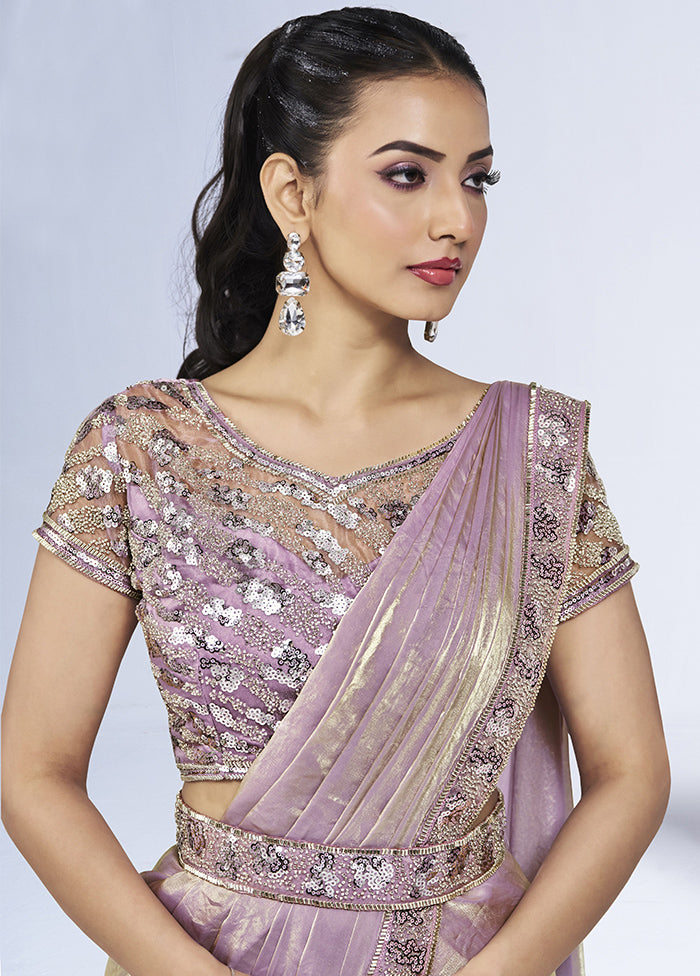 Pink Satin Silk Saree With Blouse Piece