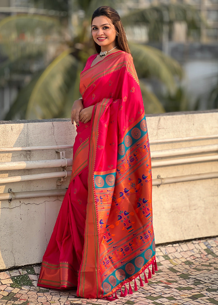 Pink Spun Silk Saree With Blouse Piece