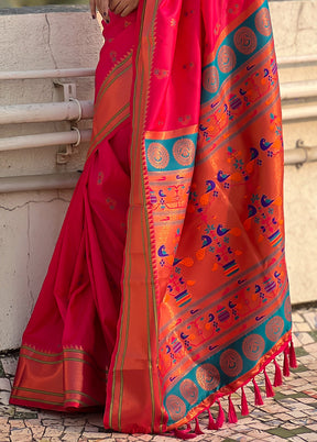 Pink Spun Silk Saree With Blouse Piece