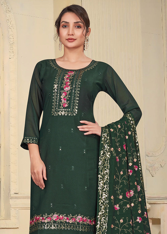 3 Pc Green Readymade Georgette Suit Set