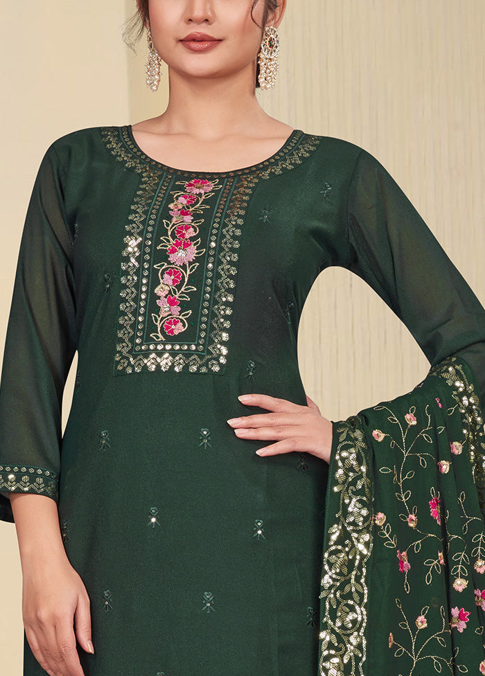 3 Pc Green Readymade Georgette Suit Set