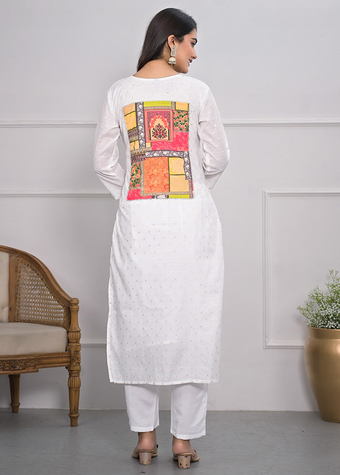 3 Pc White Readymade Viscose Suit Set