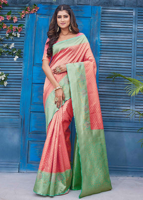 Pink Spun Silk Saree With Blouse Piece