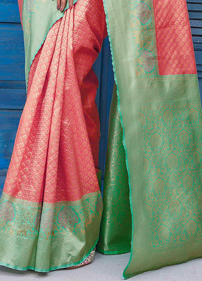 Pink Spun Silk Saree With Blouse Piece