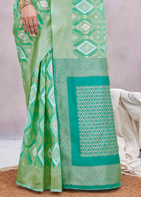 Pista Green Spun Silk Saree With Blouse Piece