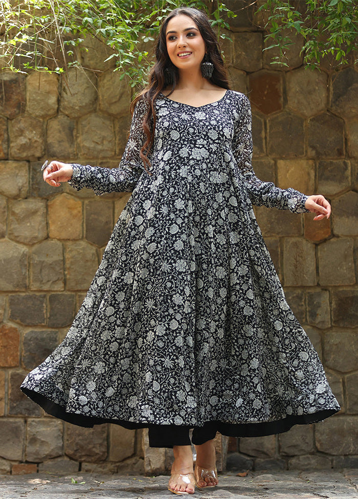 Black Readymade Georgette Long Kurti