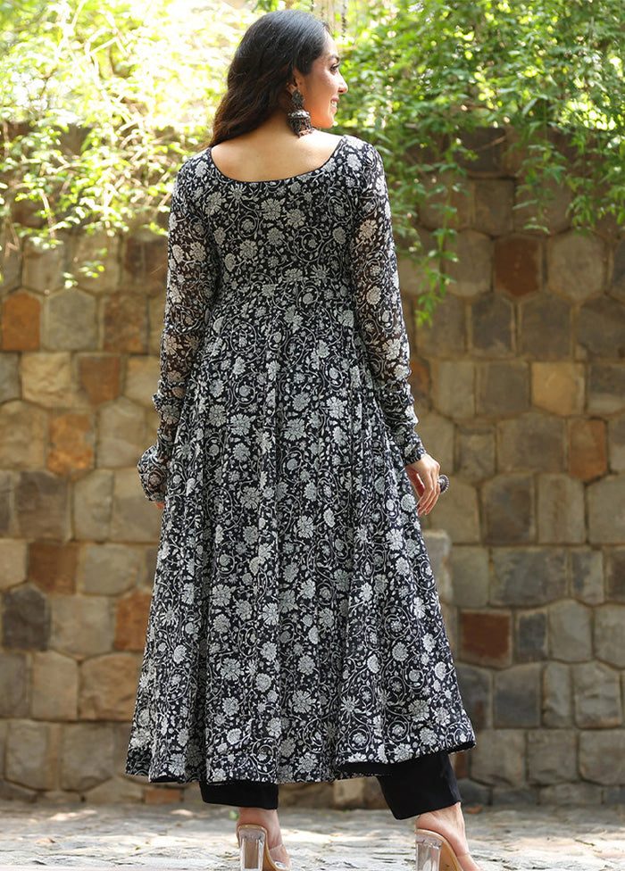 Black Readymade Georgette Long Kurti