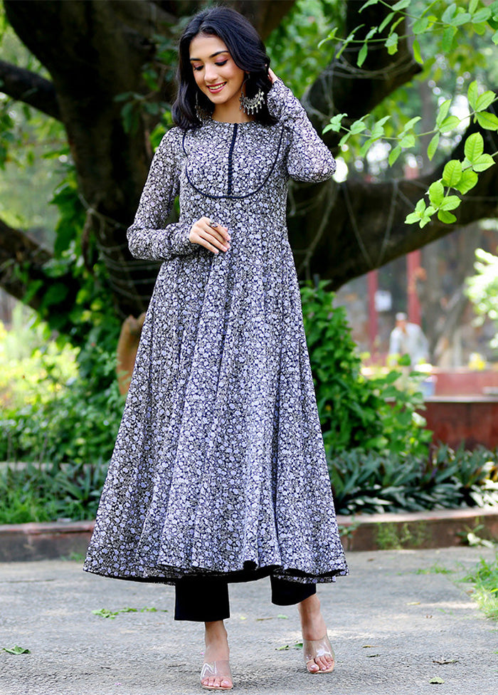 Black Readymade Georgette Long Kurti