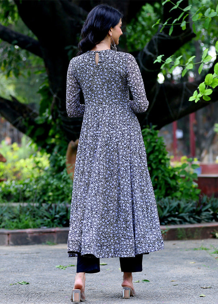 Black Readymade Georgette Long Kurti